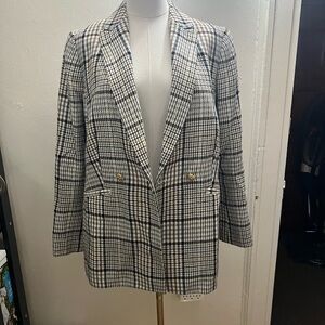 Talbots Plaid Double Breasted Blazer - Houndstooth Size 10